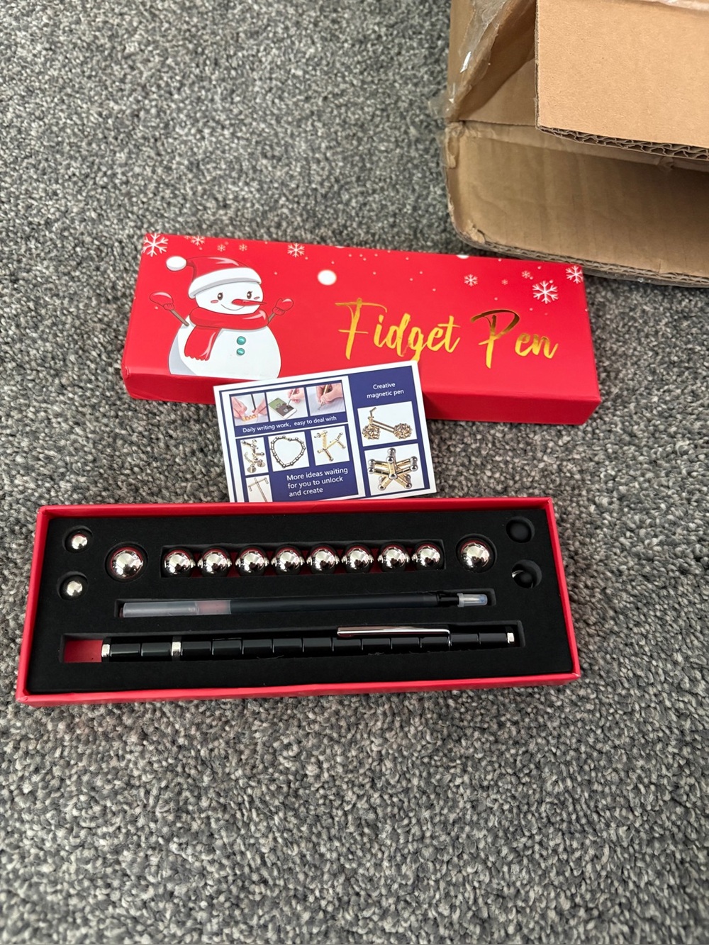 Black Magnetic Fidget Pen with Silver Magnetic Balls